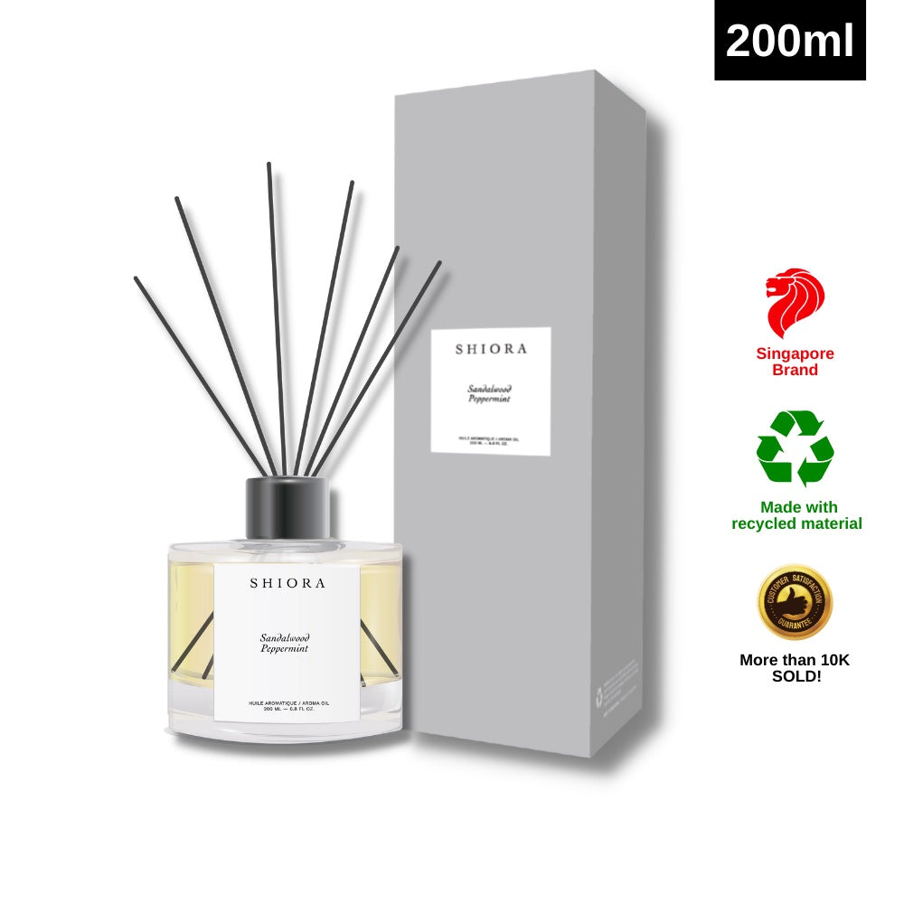 🎁 SHIORA Sandalwood Peppermint Reed Diffuser  | Aromatherapy | 50ml/100ml/200ml | Essential Oil | (100% off)