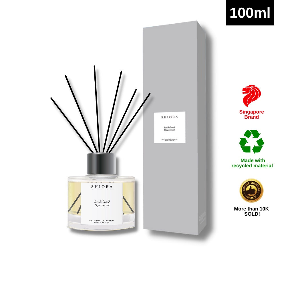 SHIORA Sandalwood Peppermint Reed Diffuser  | Aromatherapy | 50ml/100ml/200ml | Essential Oil |