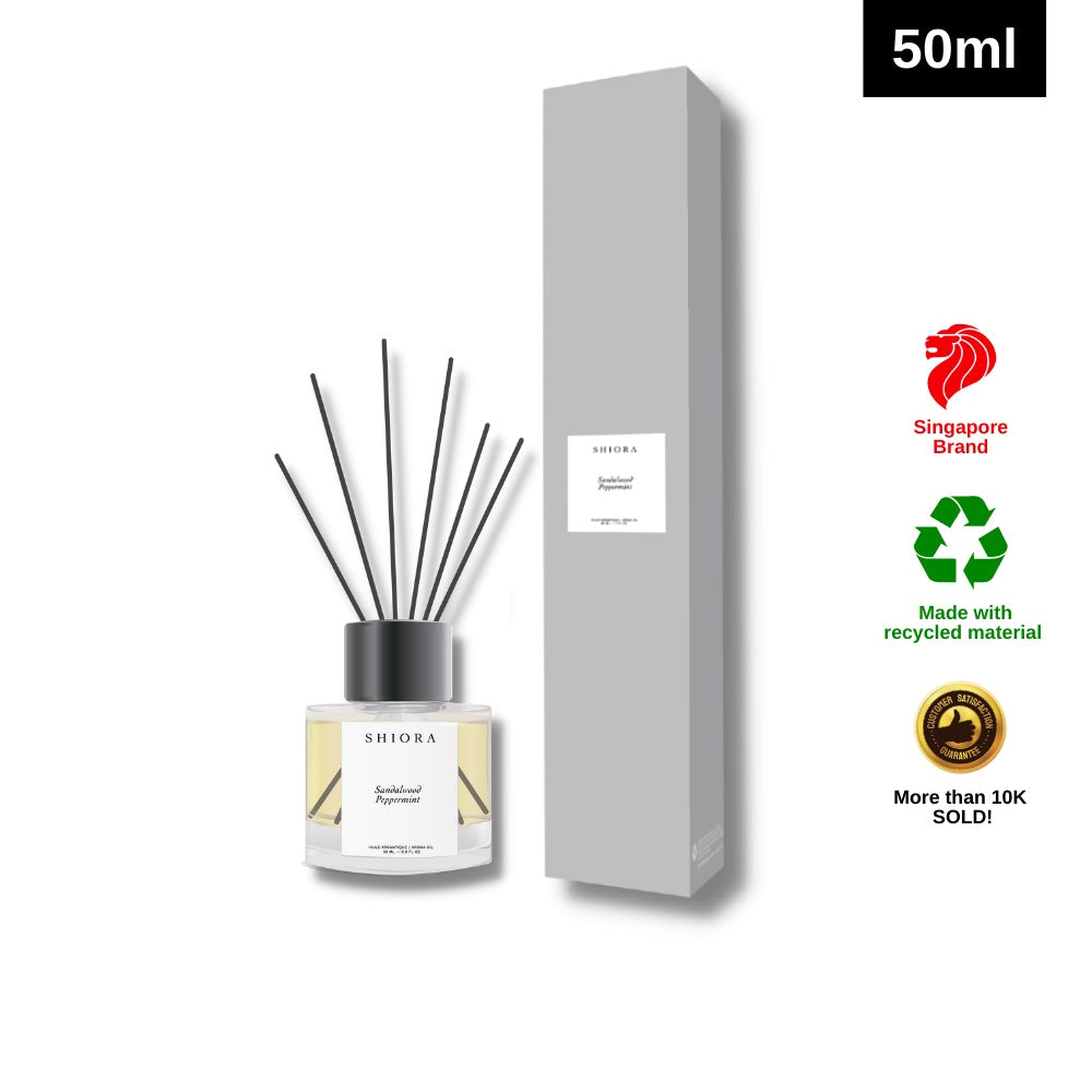 SHIORA Sandalwood Peppermint Reed Diffuser  | Aromatherapy | 50ml/100ml/200ml | Essential Oil |