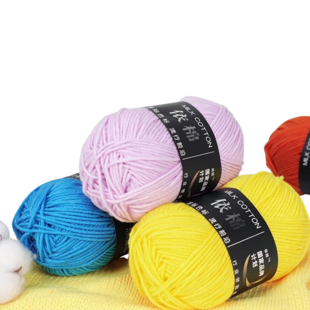 [FREE GIFT] 3 Pieces - 4-Ply Milk Cotton Yarn 50g · Soft Combed Cotton Acrylic Blend
