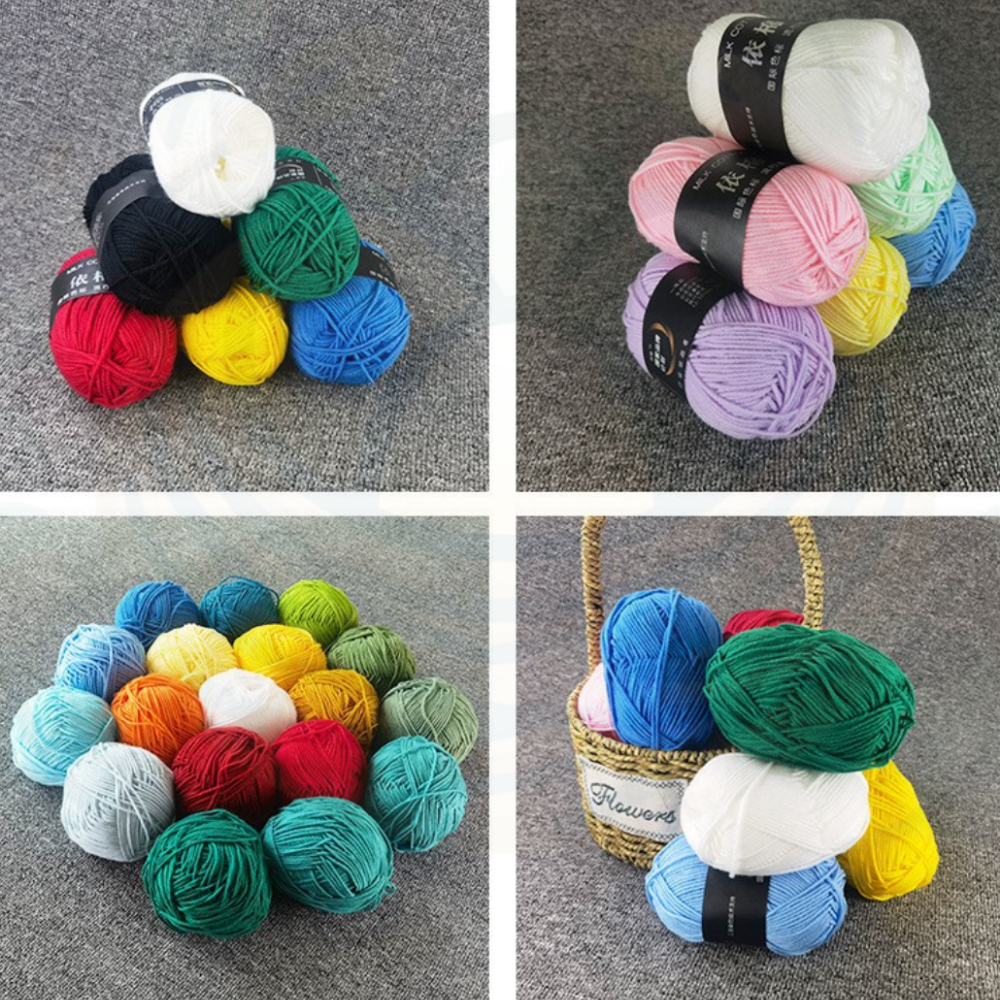 4-Ply 5-Ply Milk Cotton Yarn 50g · Soft Combed Cotton Acrylic Blend
