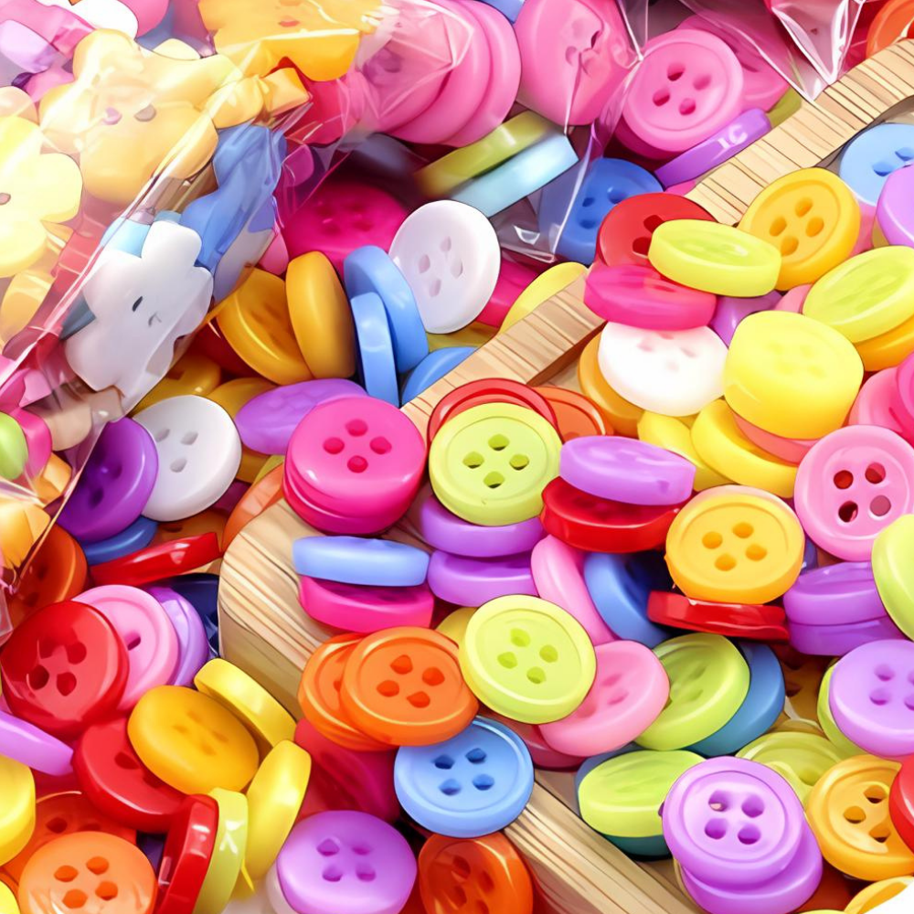 Colorful DIY Button Art Kit for Kids