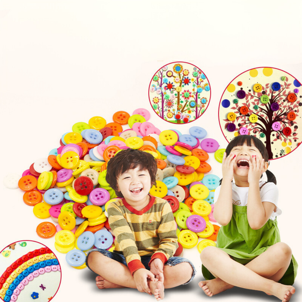 Colorful DIY Button Art Kit for Kids