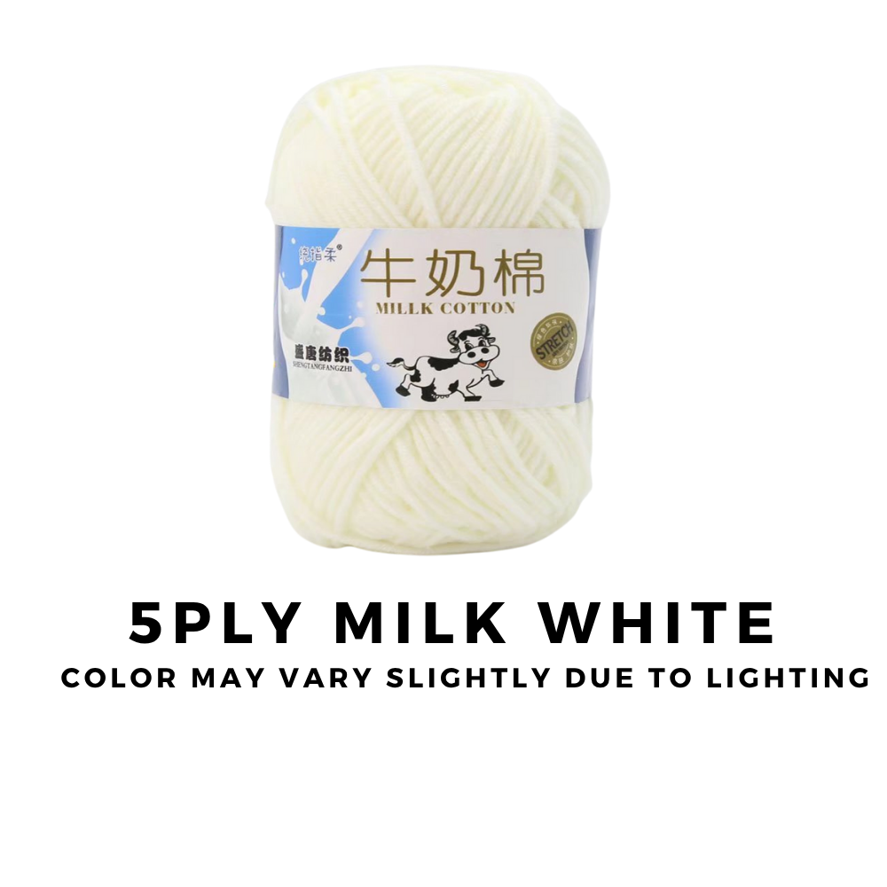 4-Ply 5-Ply Milk Cotton Yarn 50g · Soft Combed Cotton Acrylic Blend