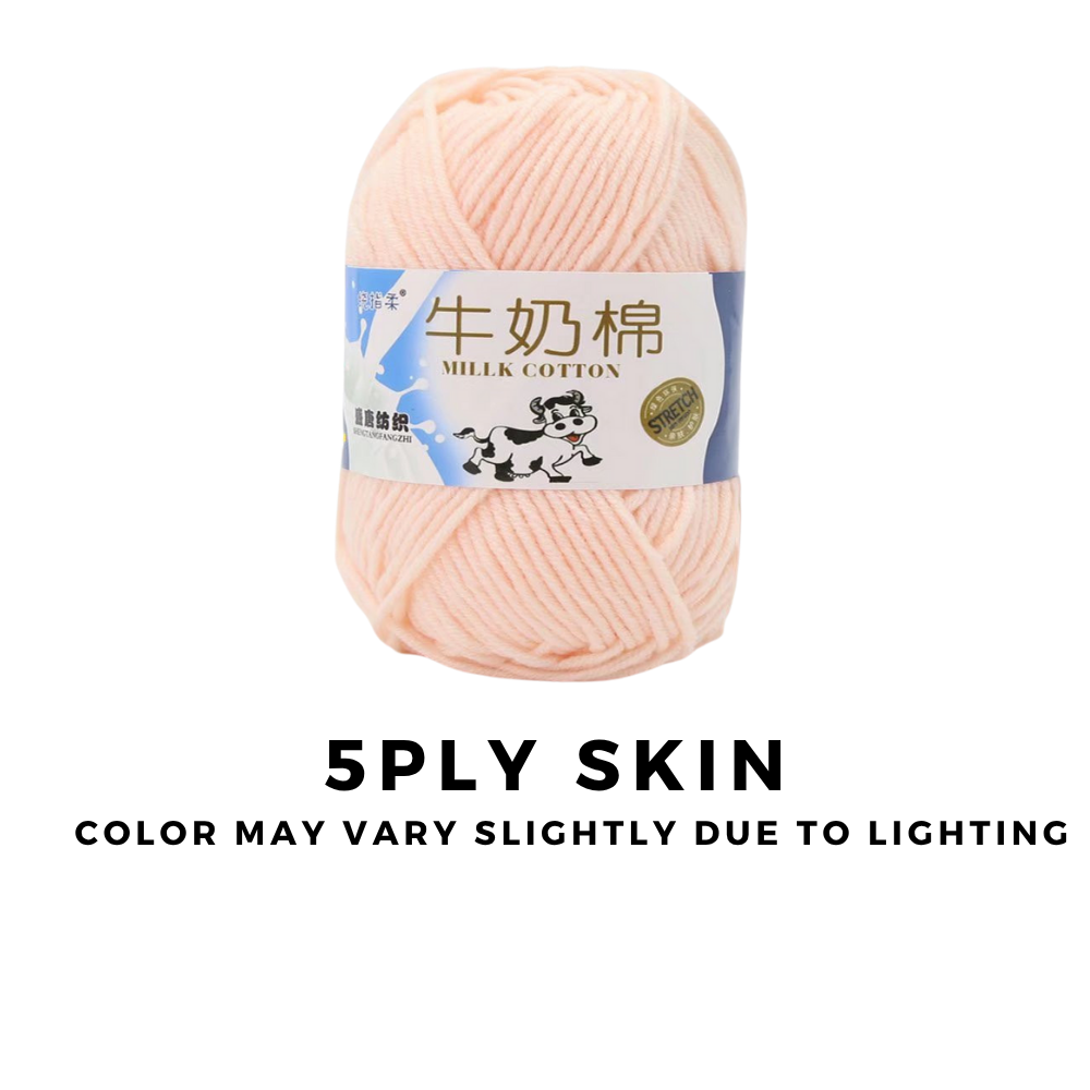 4-Ply 5-Ply Milk Cotton Yarn 50g · Soft Combed Cotton Acrylic Blend