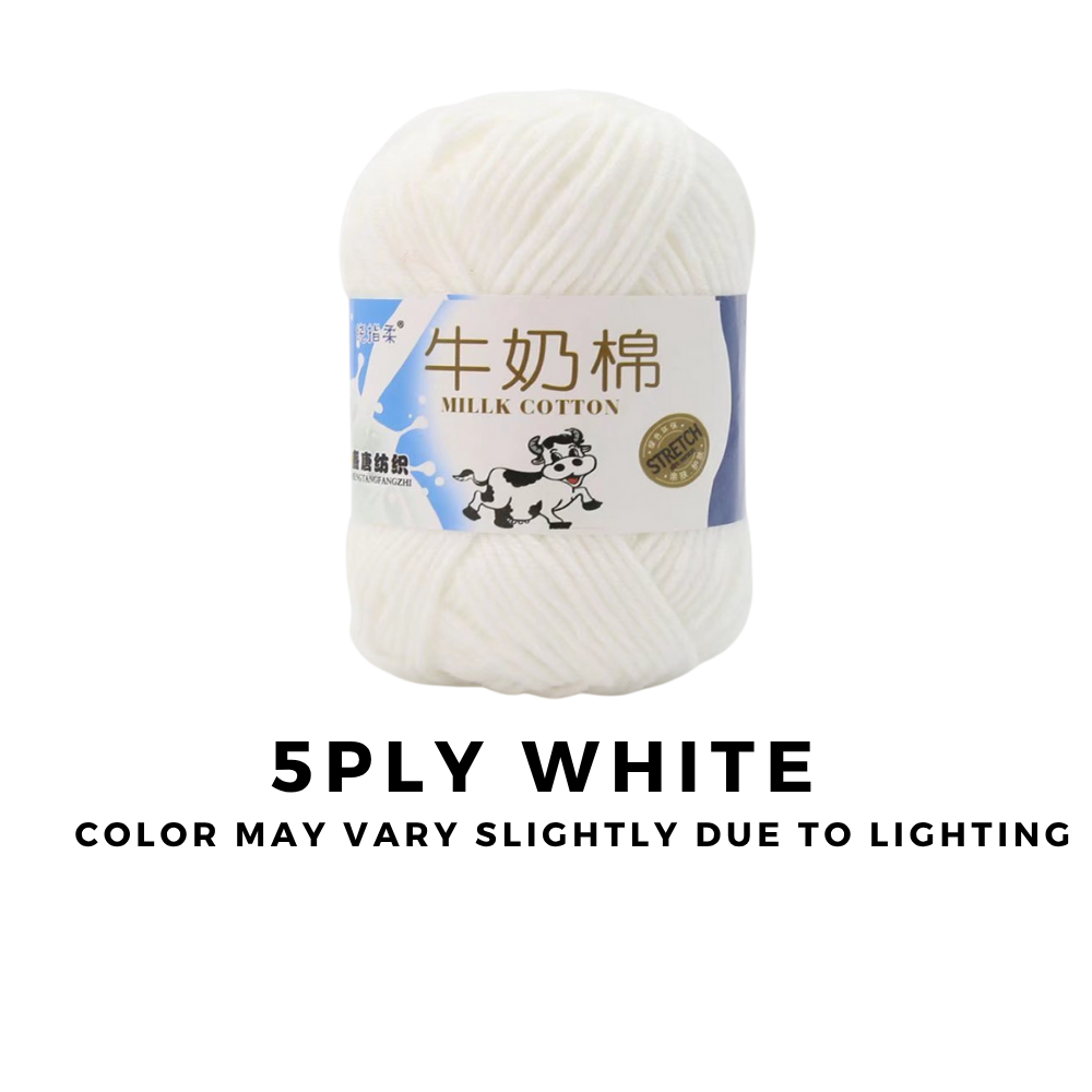 4-Ply 5-Ply Milk Cotton Yarn 50g · Soft Combed Cotton Acrylic Blend