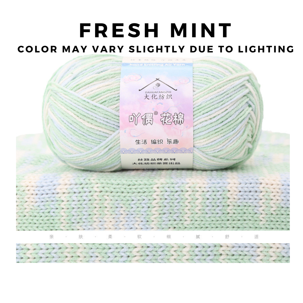4-Ply Cotton Blend Yarn 50g · Rainbow Gradient Knitting