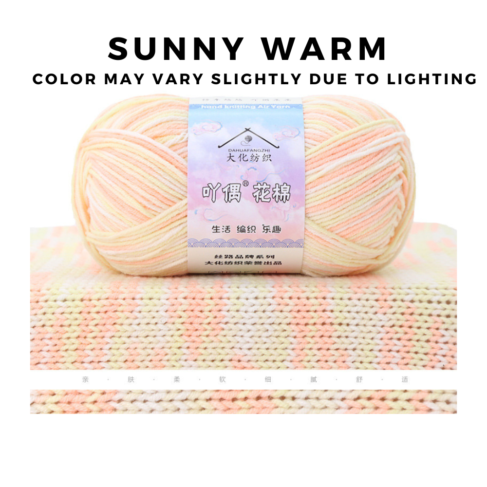 4-Ply Cotton Blend Yarn 50g · Rainbow Gradient Knitting